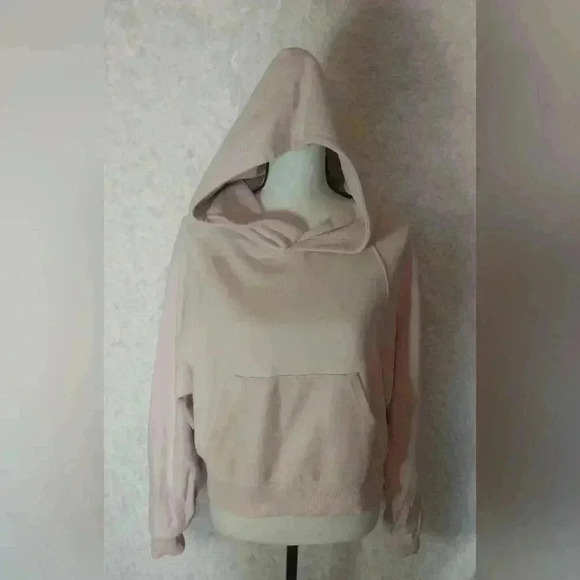 Aerie Luxe Inside Out Cropped Sweatshirt  Hoodie Size M Liquid Crystal Pink - Picture 3 of 10